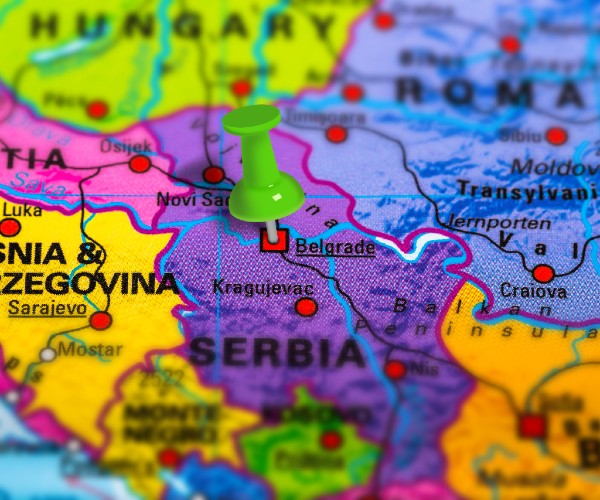 a map pinpointing serbia