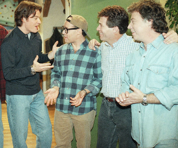 Actor Jason Bateman, left, talks with 'My Three Sons' cast members. 