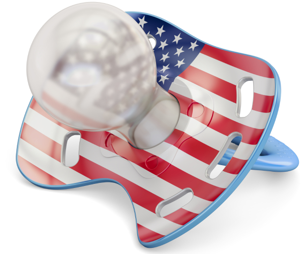 a baby pacifier decorated as the american flag