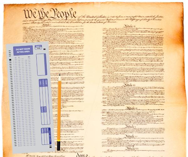 the constitution and a multiple choice test form