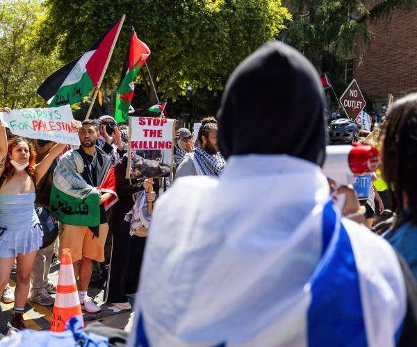 pro-palestinian, pro-israeli protesters at ucla