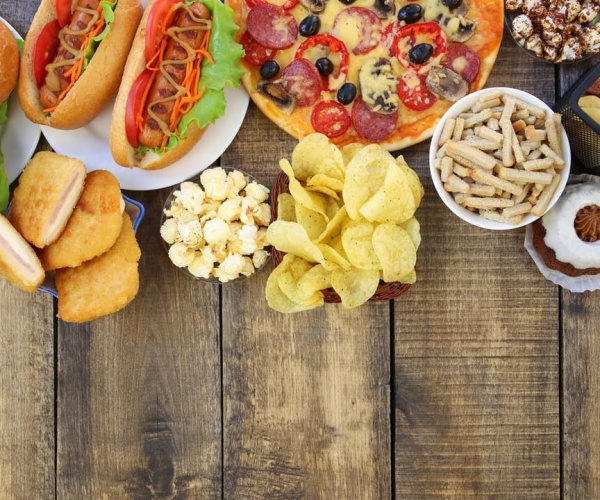 ultra-processed foods on a table