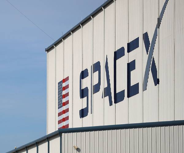 spacex logo at a nasa facility