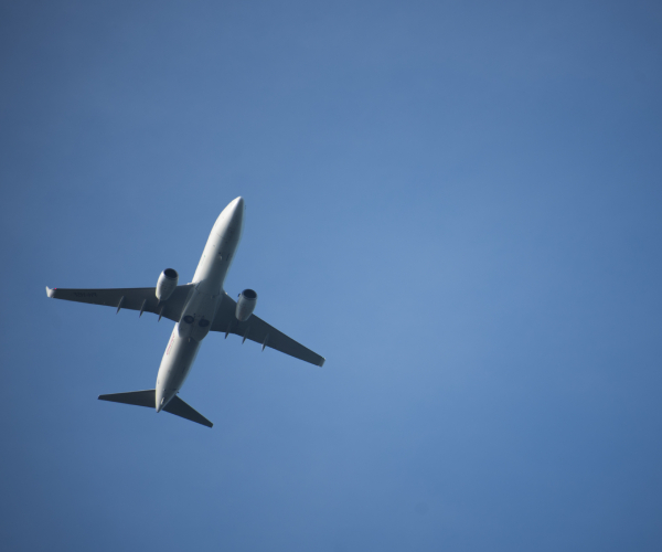 a jet airplaine flying in the sky