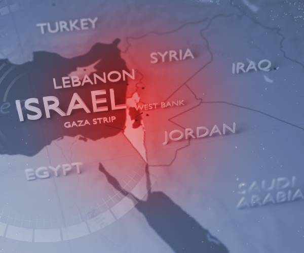 a map of israel gaza and the immediate middle east area