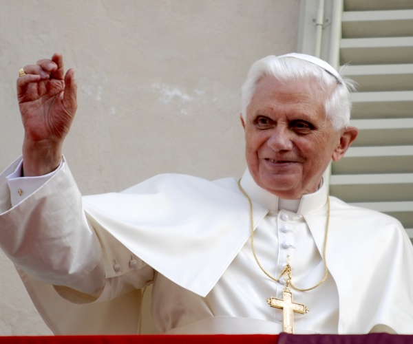 Pope Benedict waving to crowd