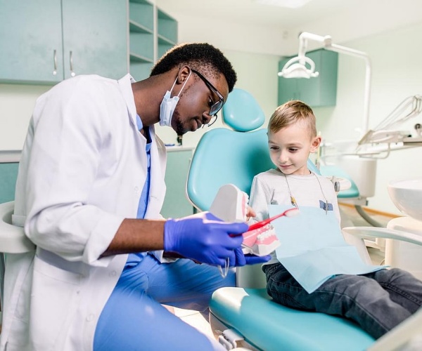 young boy at dentist appointment
