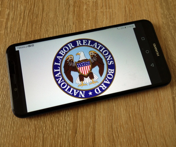 nlrb logo displayed on mobile phone