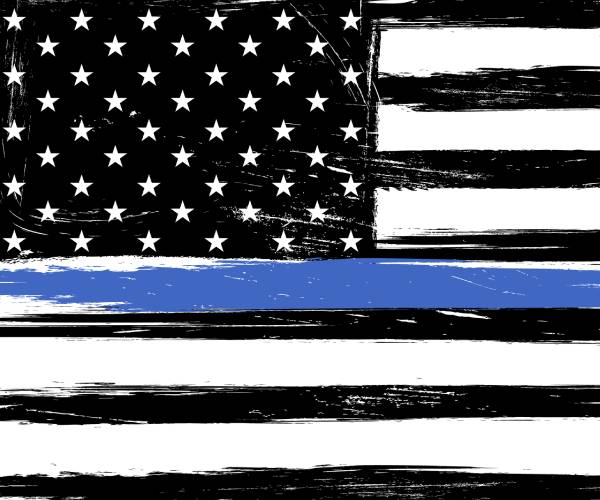 an american flag with a blue stripe to represent police