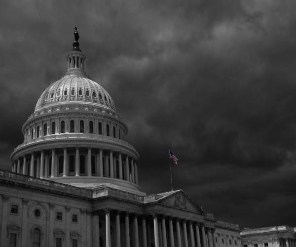 storm clouds of the united states capitol building