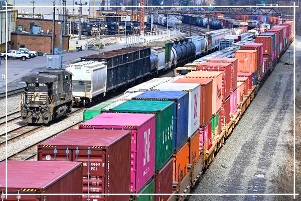 freight trains lined up on tracks