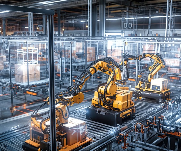 artificial intelligence and robotics in an advanced tech warehouse 