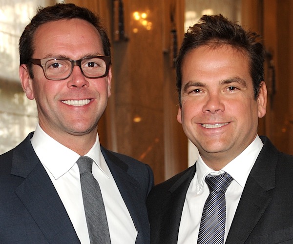 James and Lachlan Murdoch pose for a photo