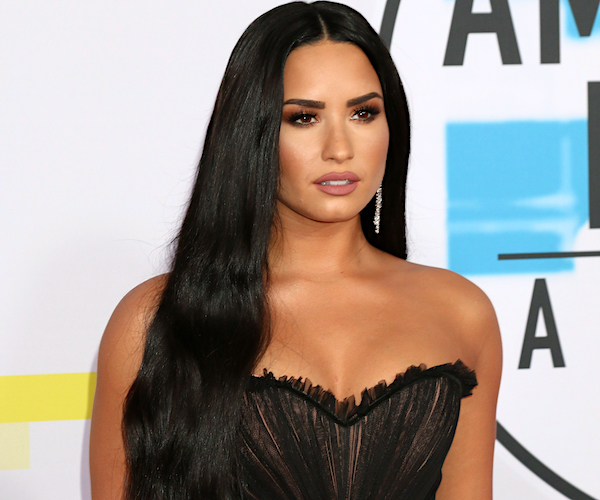 demi lovato stands dolled up on the red carpet