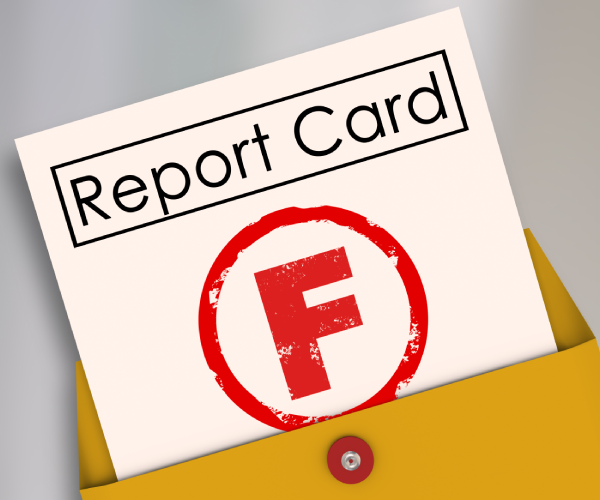 a report card with an f on it