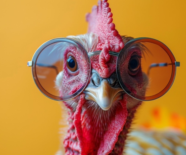 a turkey wearing glasses