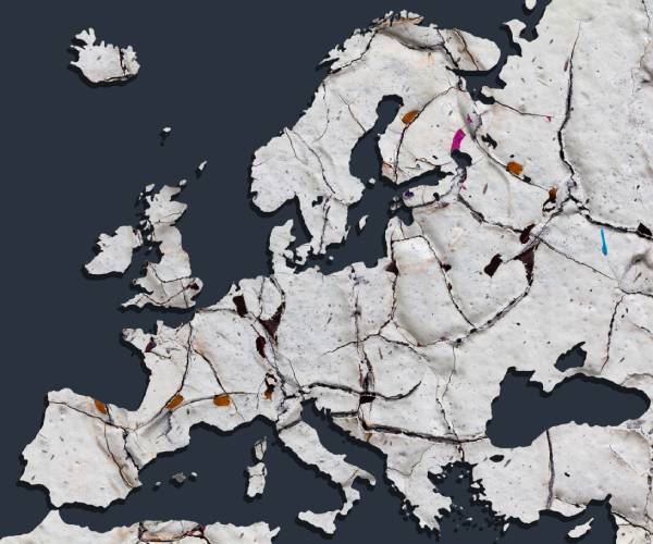 a map of a fractured europe