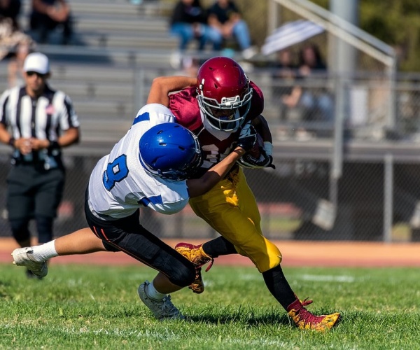 college football players during game