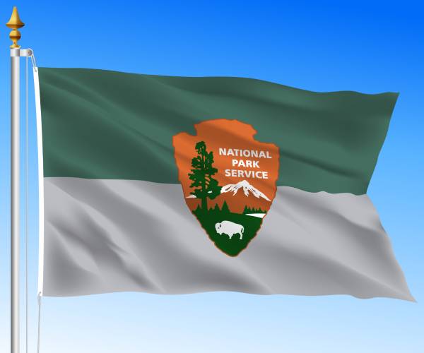 a flag with the national park service logo