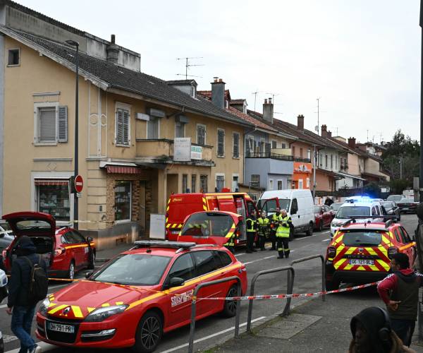 first responder vehicles at the french knife attack scene