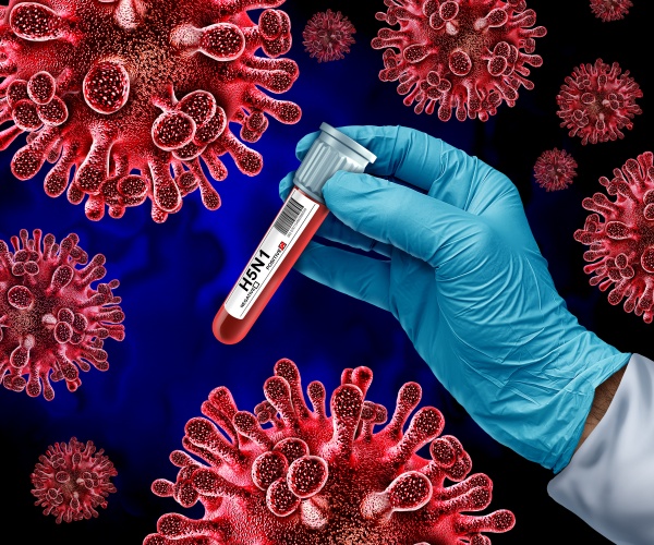 scientist holding blood sample of bird flu